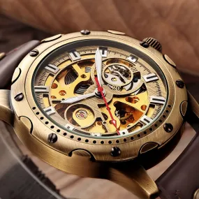 Retro Bronze Skeleton Watch