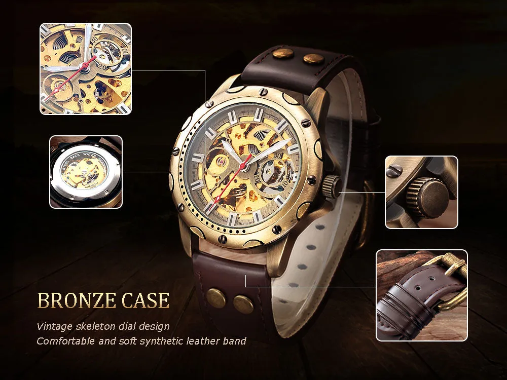 Retro Bronze Skeleton Watch