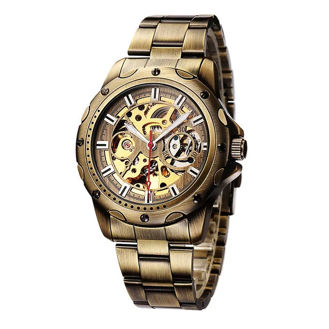 Retro Bronze Skeleton Watch