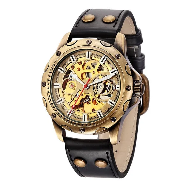 Retro Bronze Skeleton Watch