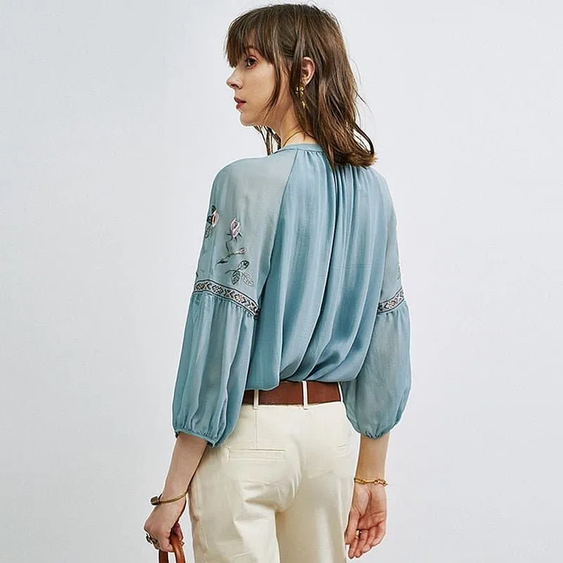 Silk Embroidered Elegant Blouse