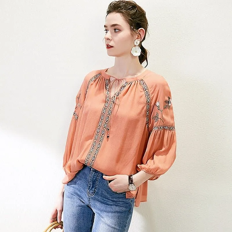 Silk Embroidered Elegant Blouse