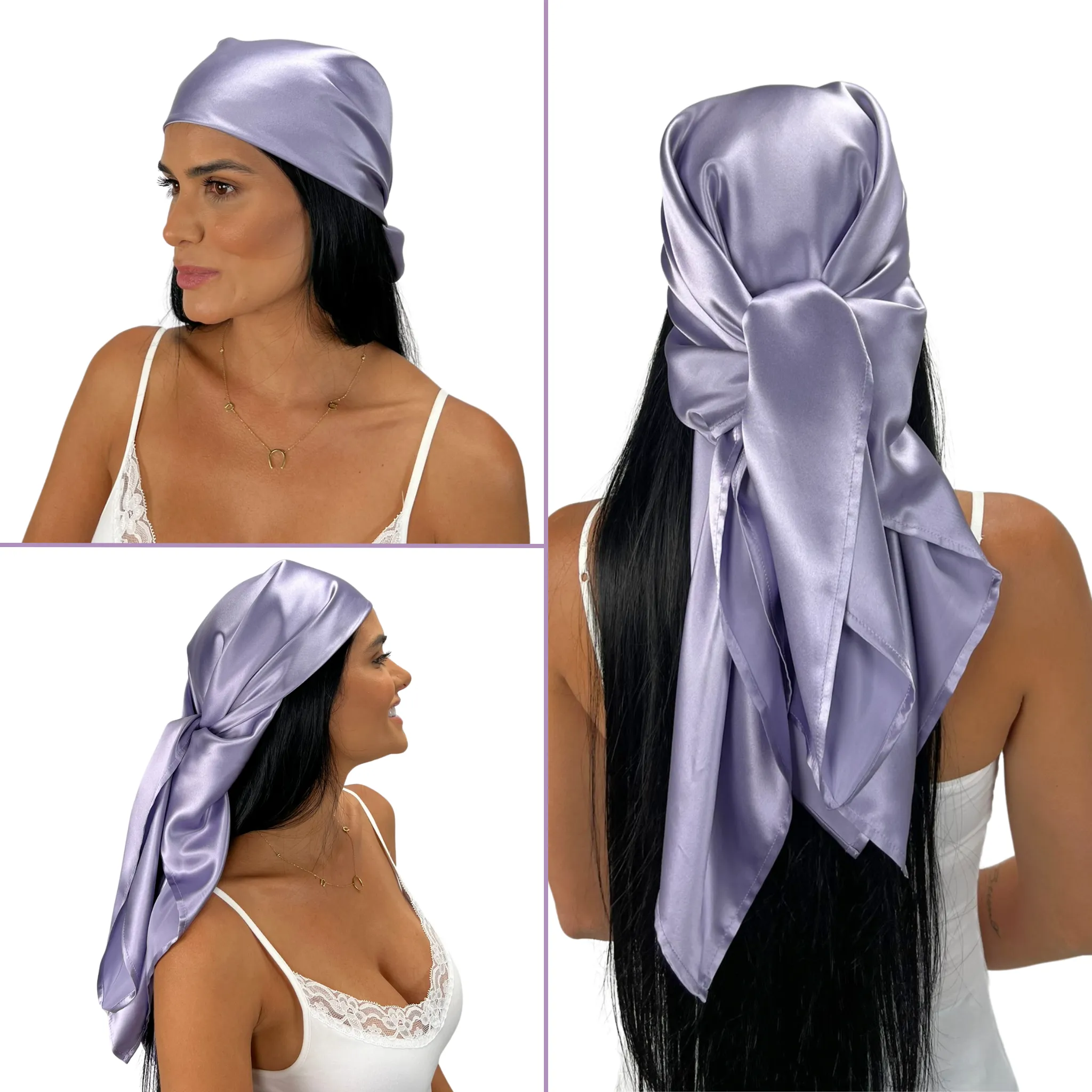 Silk Square Head Scarf - Lilac