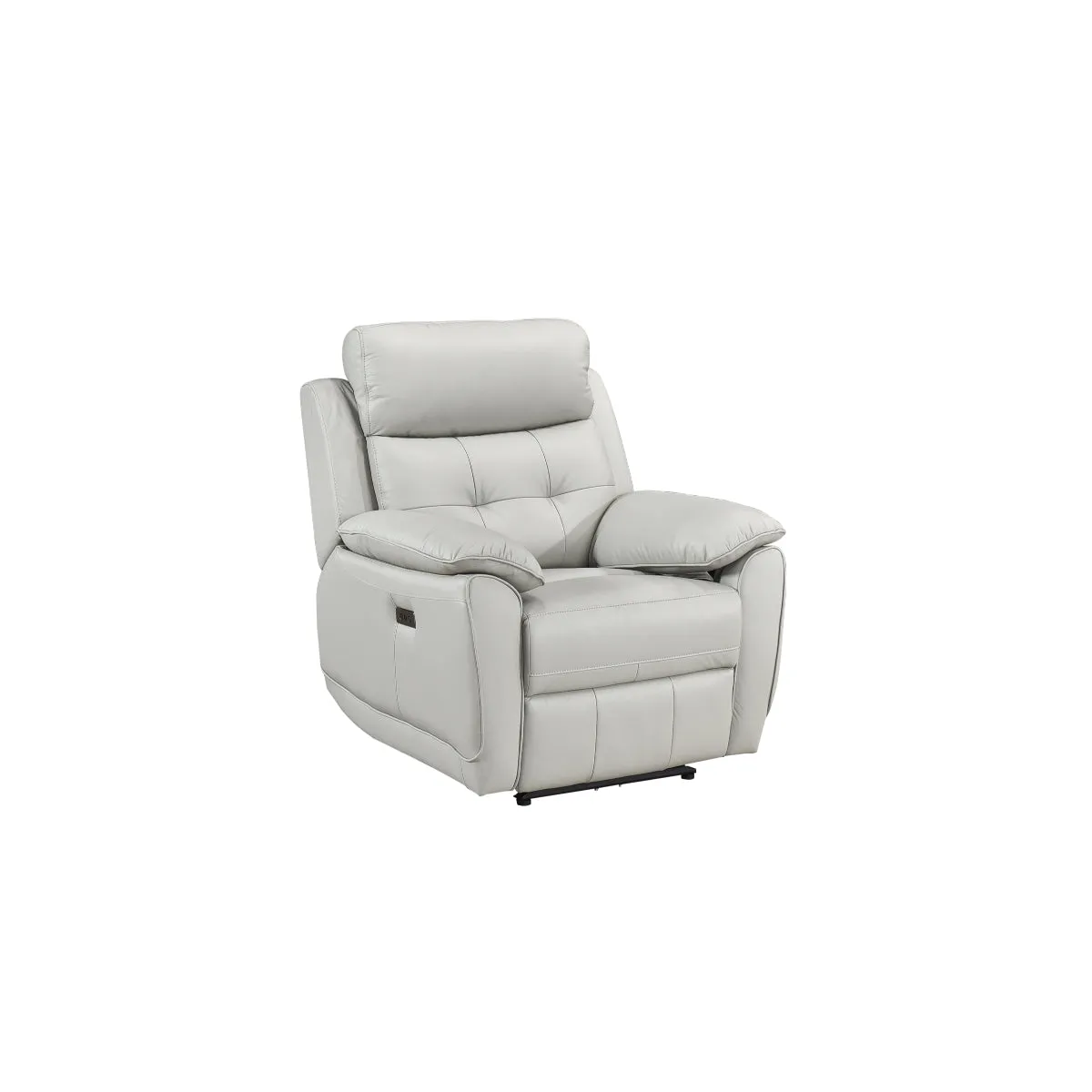 Silver Power Reclining Chair with USB Ports – 100% Leather & PVC Match