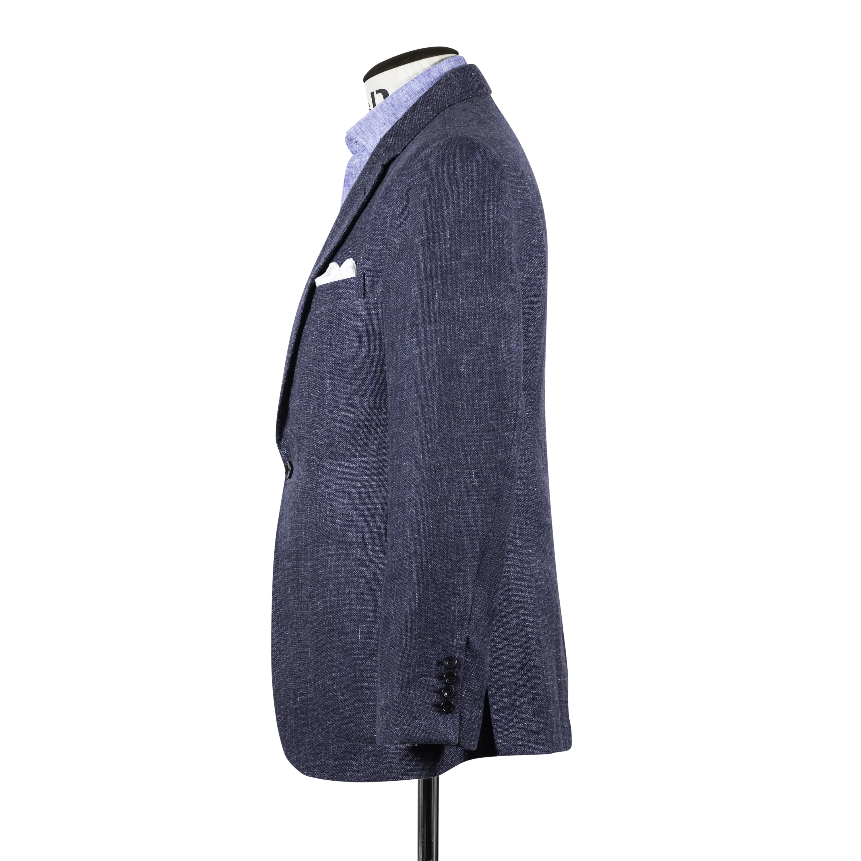 Single Breasted Notch Lapel Jacket in Navy Summer Hopsack