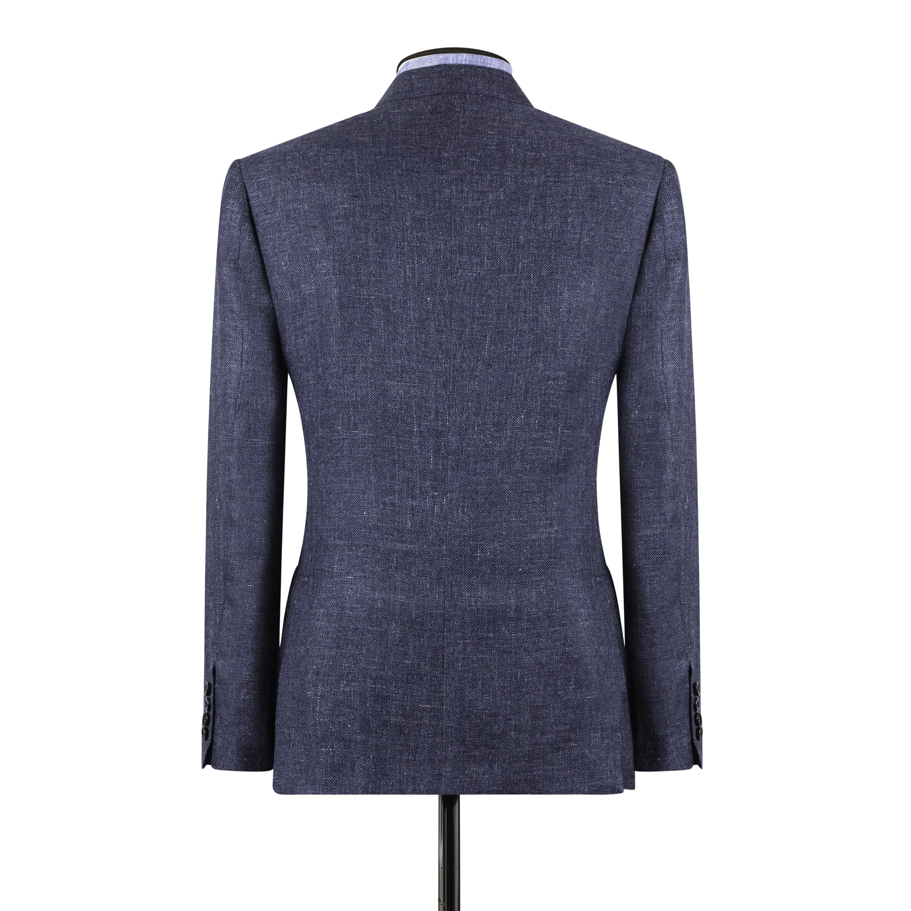 Single Breasted Notch Lapel Jacket in Navy Summer Hopsack