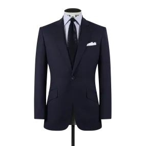 Single Breasted Notch Lapel Suit in Mid Blue Plain Weave