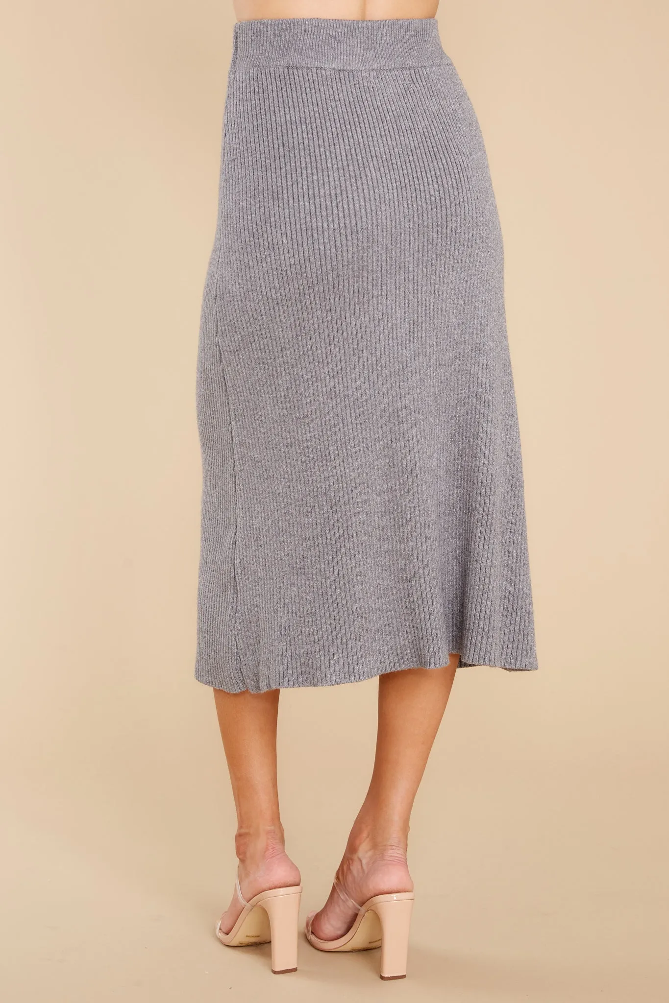 Study Hall Charcoal Grey Midi Skirt