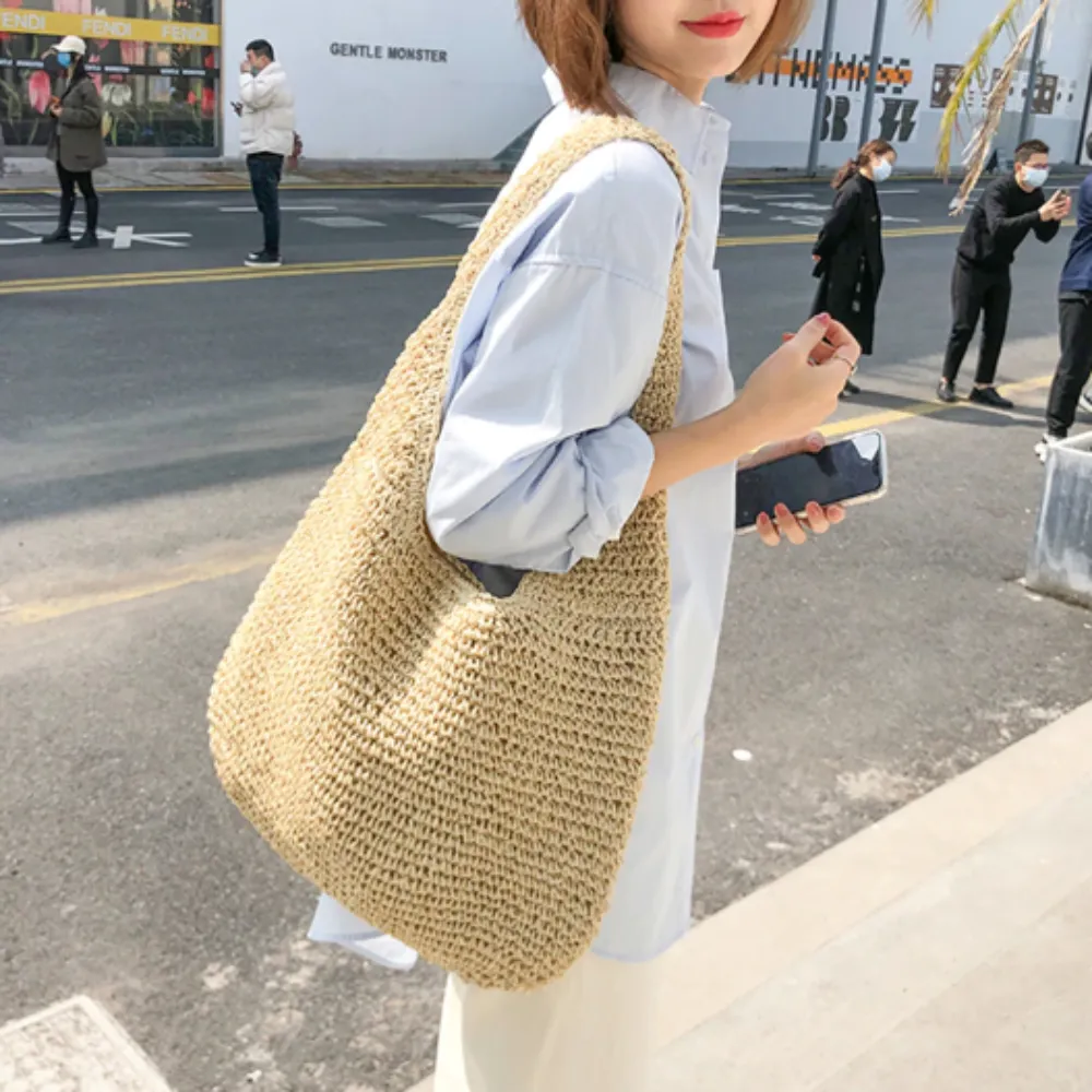 Summer Shoulder Straw Tote