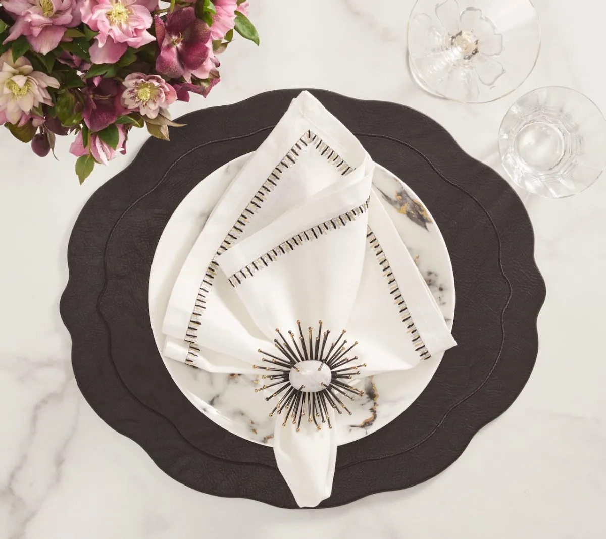 Tailored Placemat in Black Set of 4 by Kim Seybert