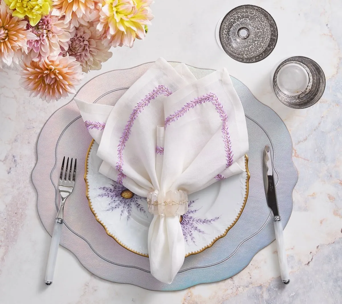 Tailored Placemat in Iridescent & Silver Set of 4 by Kim Seybert