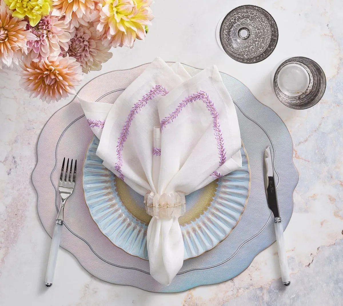 Tailored Placemat in Iridescent & Silver Set of 4 by Kim Seybert