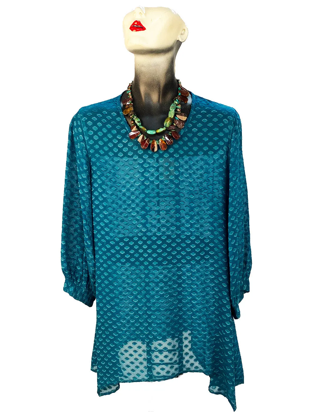 Tianello "Pebbles" Washable Silk Jacquard Leni Blouse