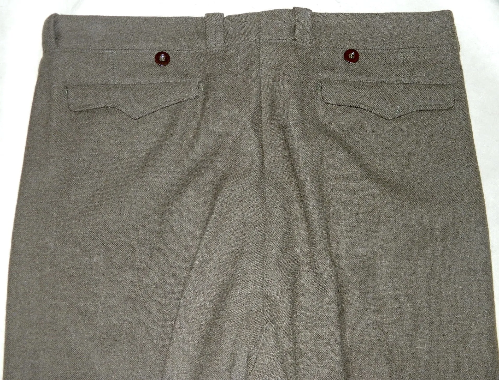 vintage 1940s French military pants WWII wool trousers OD pleated slacks heavy wool 37 inch waist