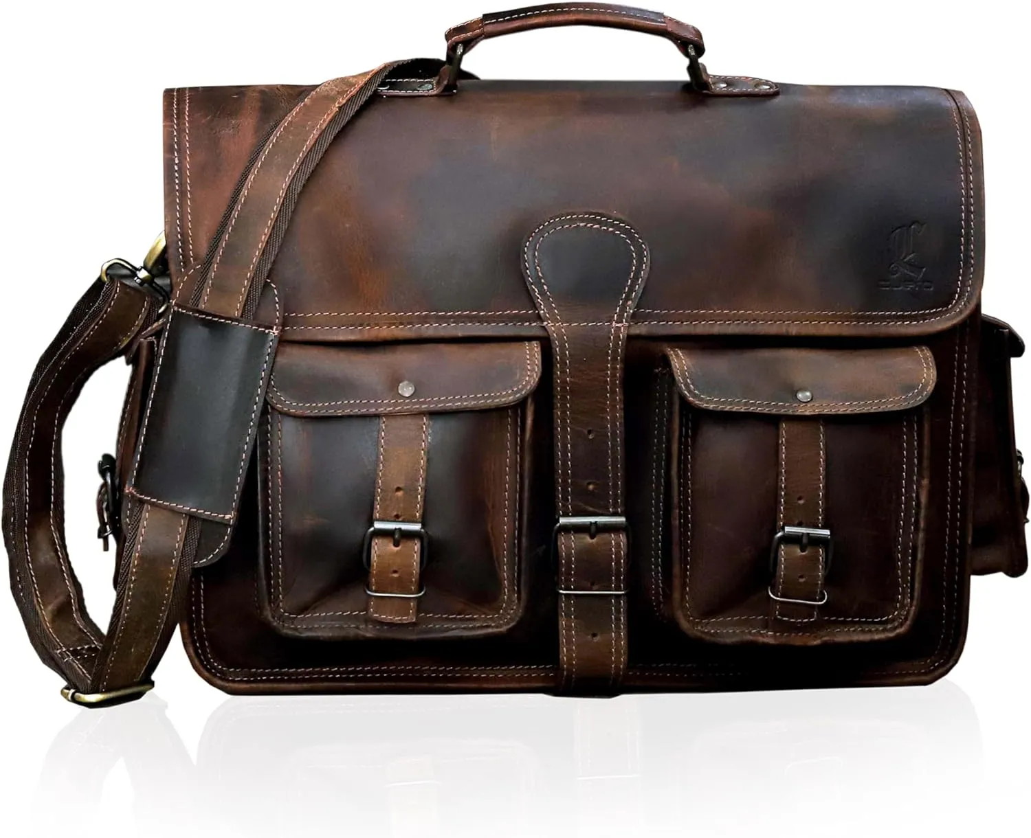 Vintage Brown Leather Laptop Messenger Bag: The Classic Briefcase Satchel for Men and Women