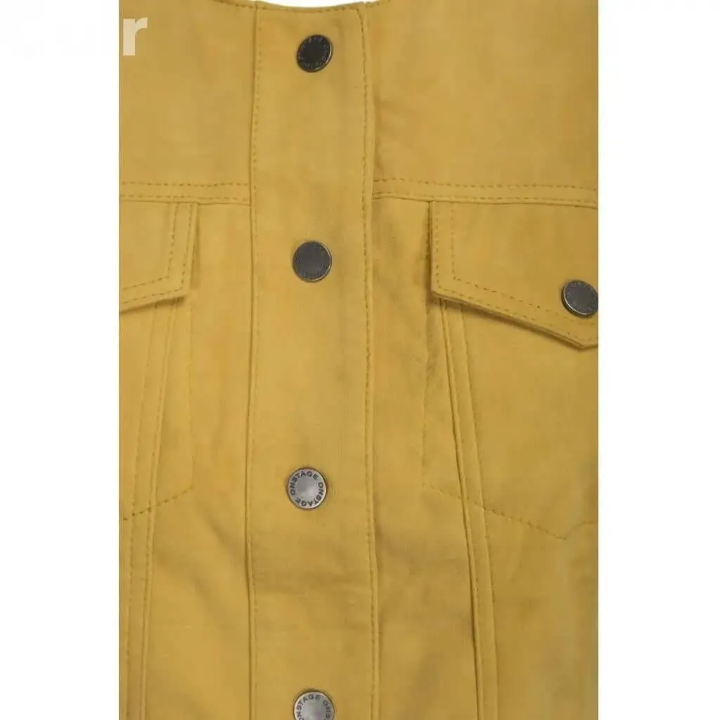 Women's Yellow Suede Leather Jacket | Vibrant Outerwear